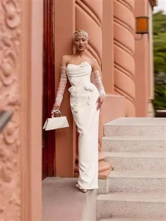 Cvjetna elegantna haljina bez rukava srednje duge